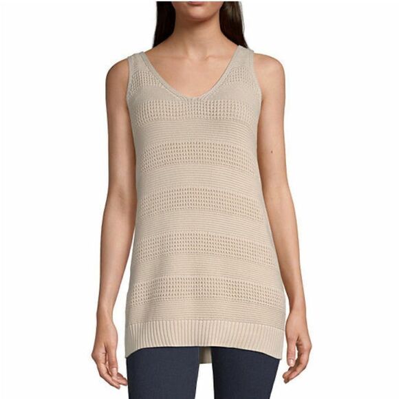 a.n.a. V-Neck Sleeveless Pull Over Sweater Natural Color - Picture 1 of 7